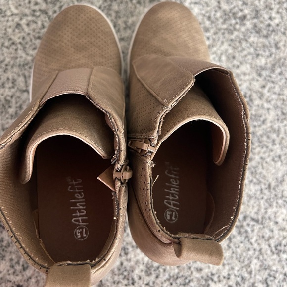 Athlefit Women’s Platform Wedge Sneakers Ankle Booties in Tan/Taupe (Size 7.5) - Picture 6 of 8